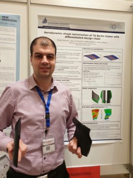 Mladen Banovic at the Marie Curie Alumni Association General Assembly in Vienna presenting an example of aerodynamic blades